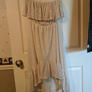 Strapless lace maxi dress